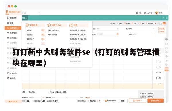 钉钉新中大财务软件se（钉钉的财务管理模块在哪里）