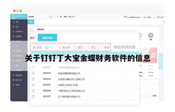 关于钉钉丁大宝金蝶财务软件的信息