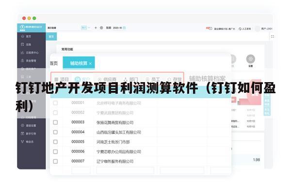 钉钉地产开发项目利润测算软件（钉钉如何盈利）