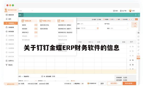 关于钉钉金蝶ERP财务软件的信息