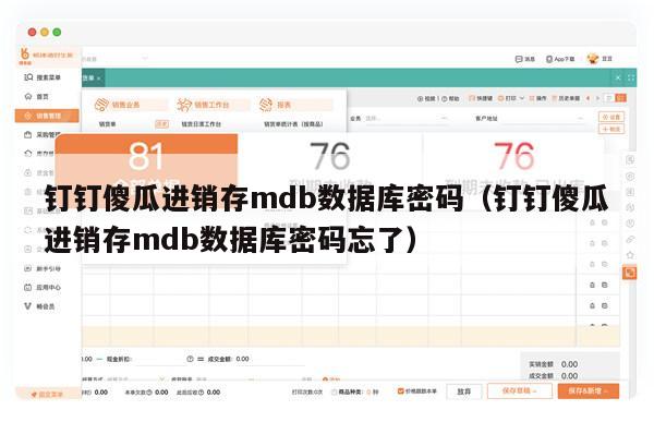 钉钉傻瓜进销存mdb数据库密码（钉钉傻瓜进销存mdb数据库密码忘了）